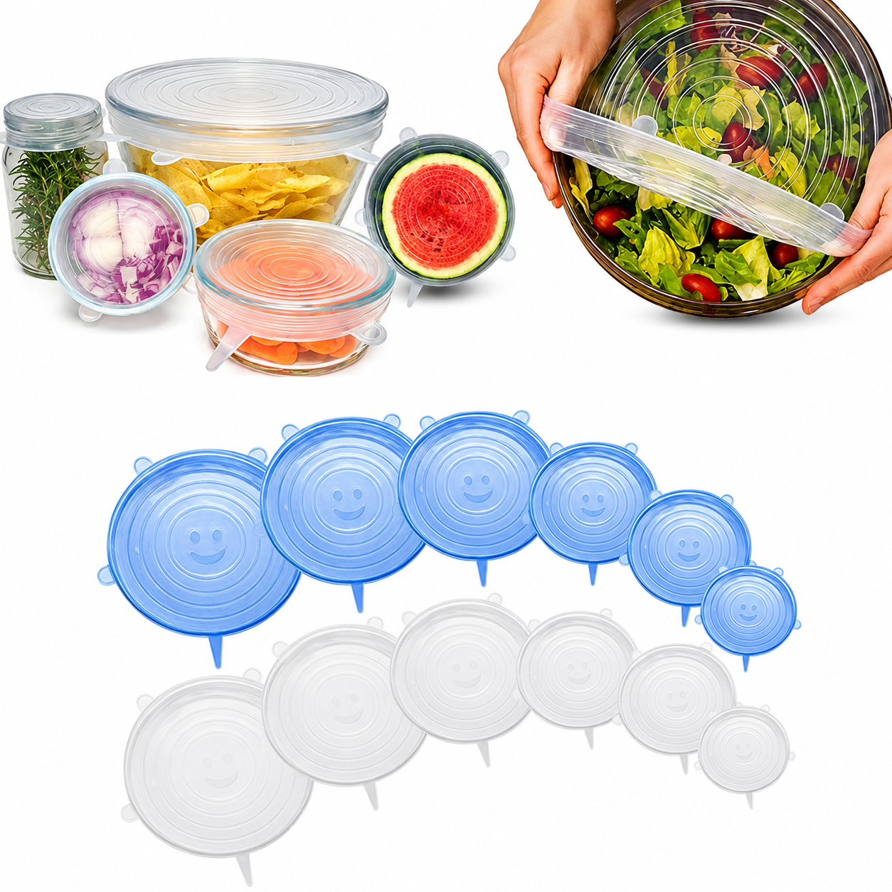 ست ۶ عددی درپوش سیلیکونی کشسان ظروف و مواد غذایی WORTHBUY