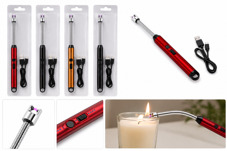 فندک برقی شارژی USB گردن انعطافپذیر مدل BBQ (Arc Lighter)