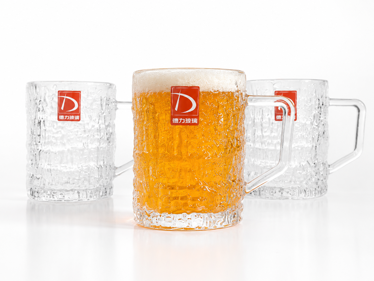 ست ۶ عددی لیوان شیشه‌ای دسته‌دار طرح یخی Deli Glass | مناسب چای، دمنوش، قهوه و نوشیدنی سرد