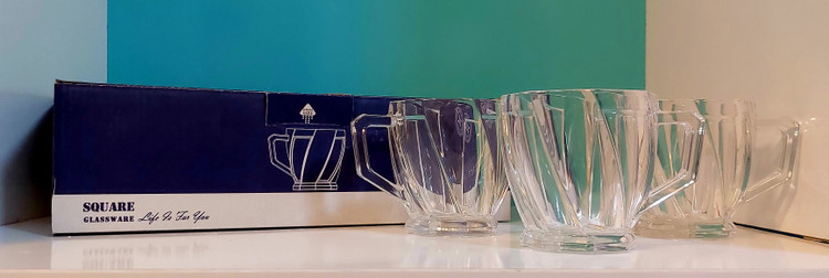 ست ۶ عددی فنجان شیشهای دستهدار اسکوئر (Square Glassware)