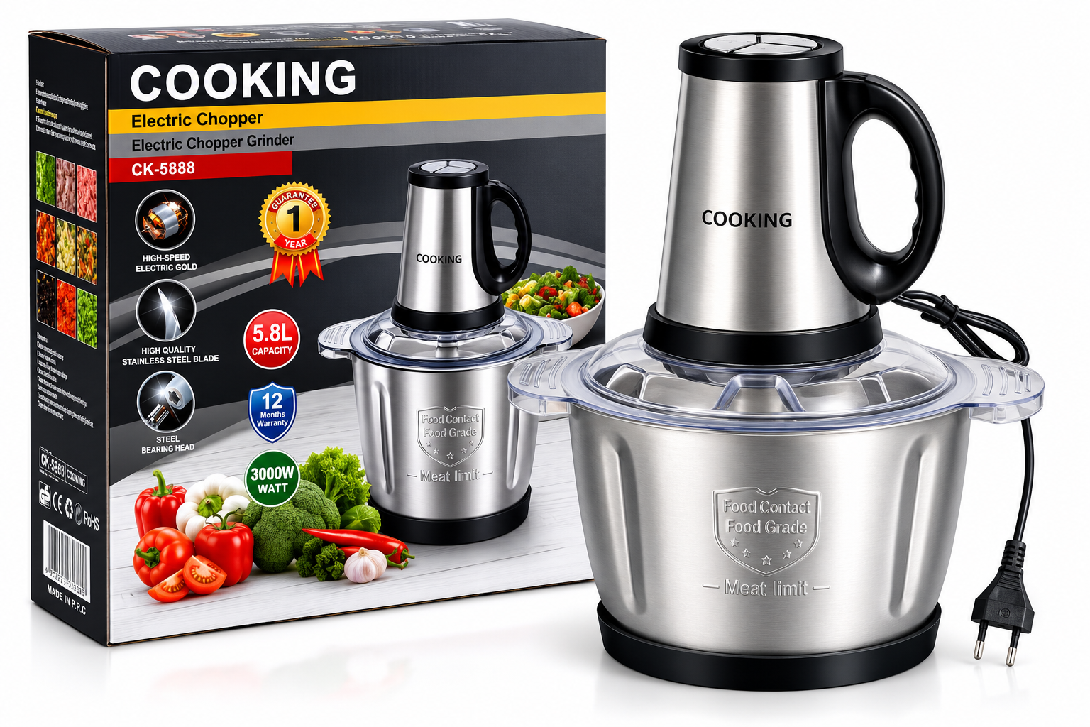 خردکن و آسیاب برقی کوکینگ (COOKING) مدل CK-5888 ظرفیت ۵.۸ لیتر