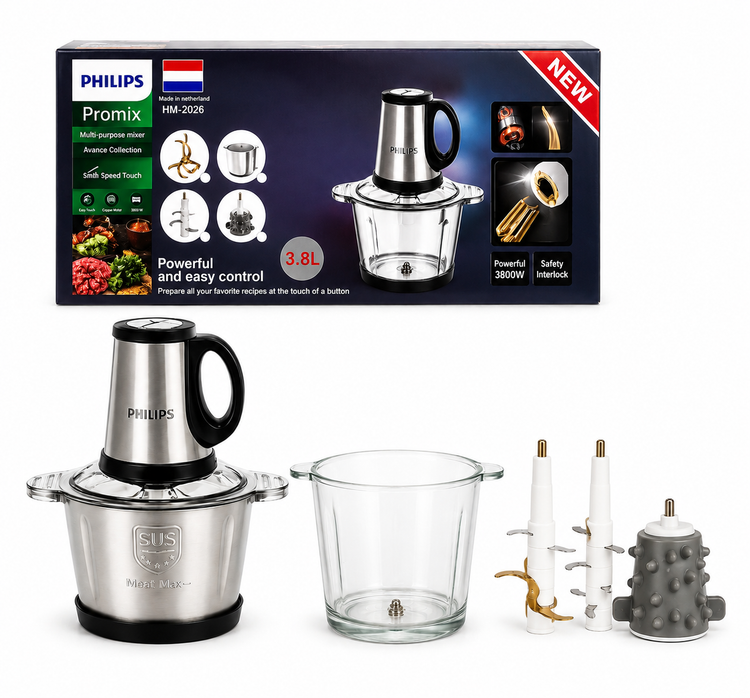 خردکن و غذاساز چندکاره فیلیپس Promix مدل HM-2026 ظرفیت ۳.۸ لیتر
