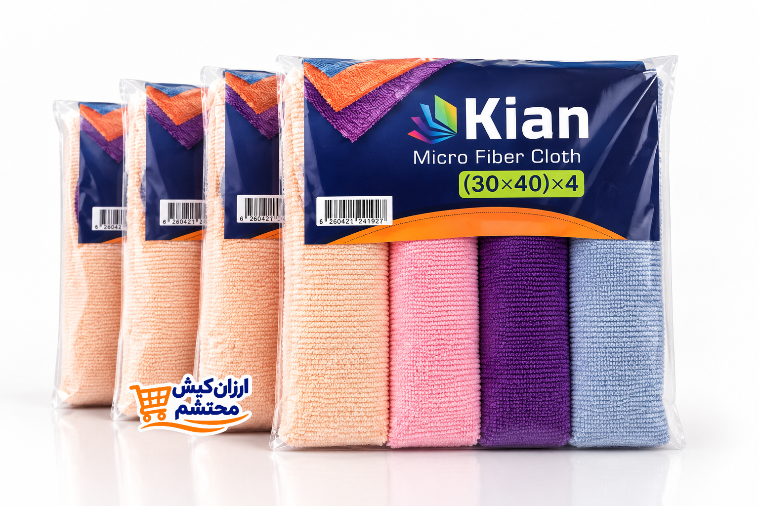 دستمال میکروفایبر کیان ۴ عددی سایز ۳۰×۴۰ سانتی‌متر