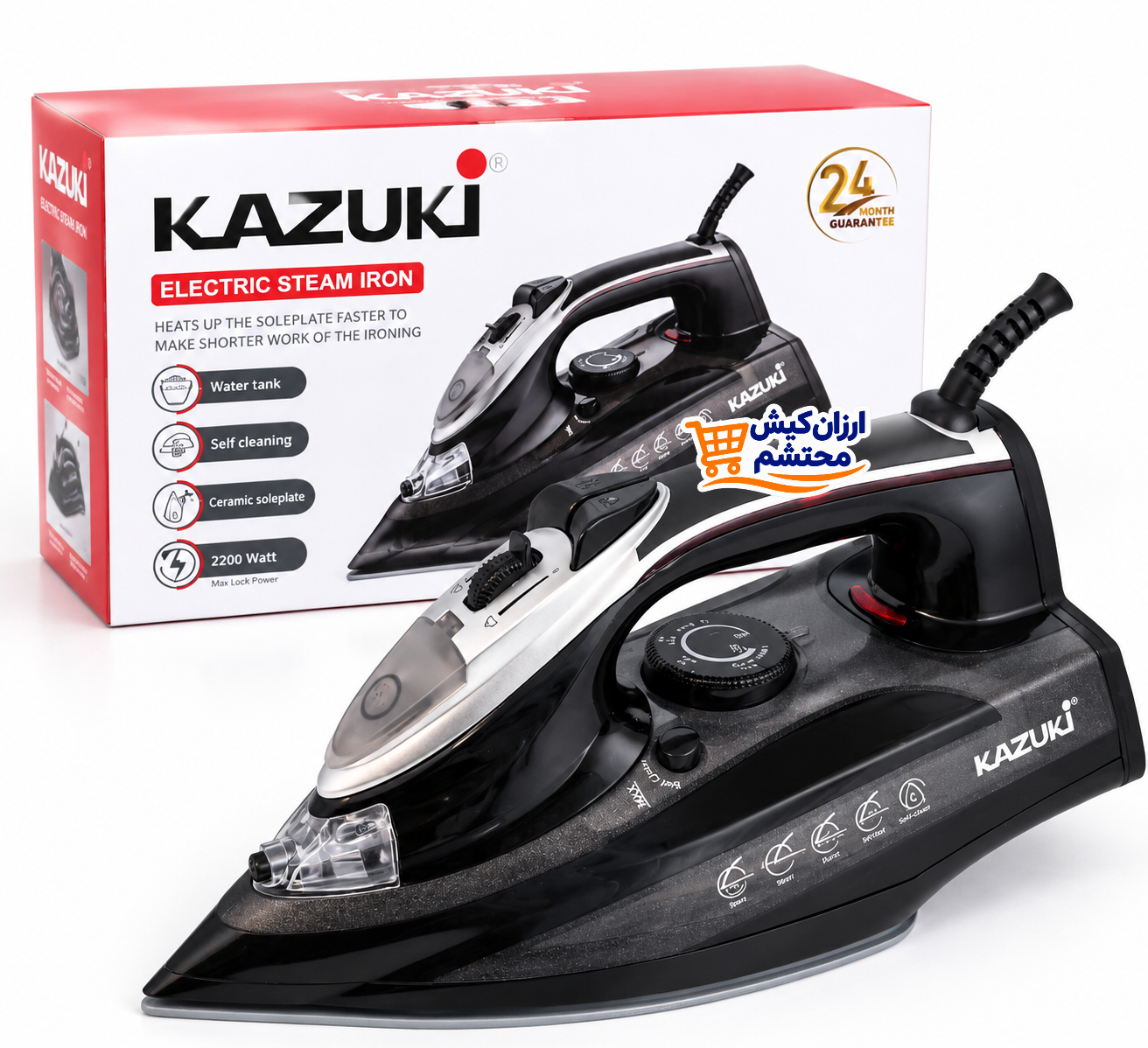 اتو بخار کازوکی KAZUKI مدل K-806 توان 2200 وات با کفی سرامیکی