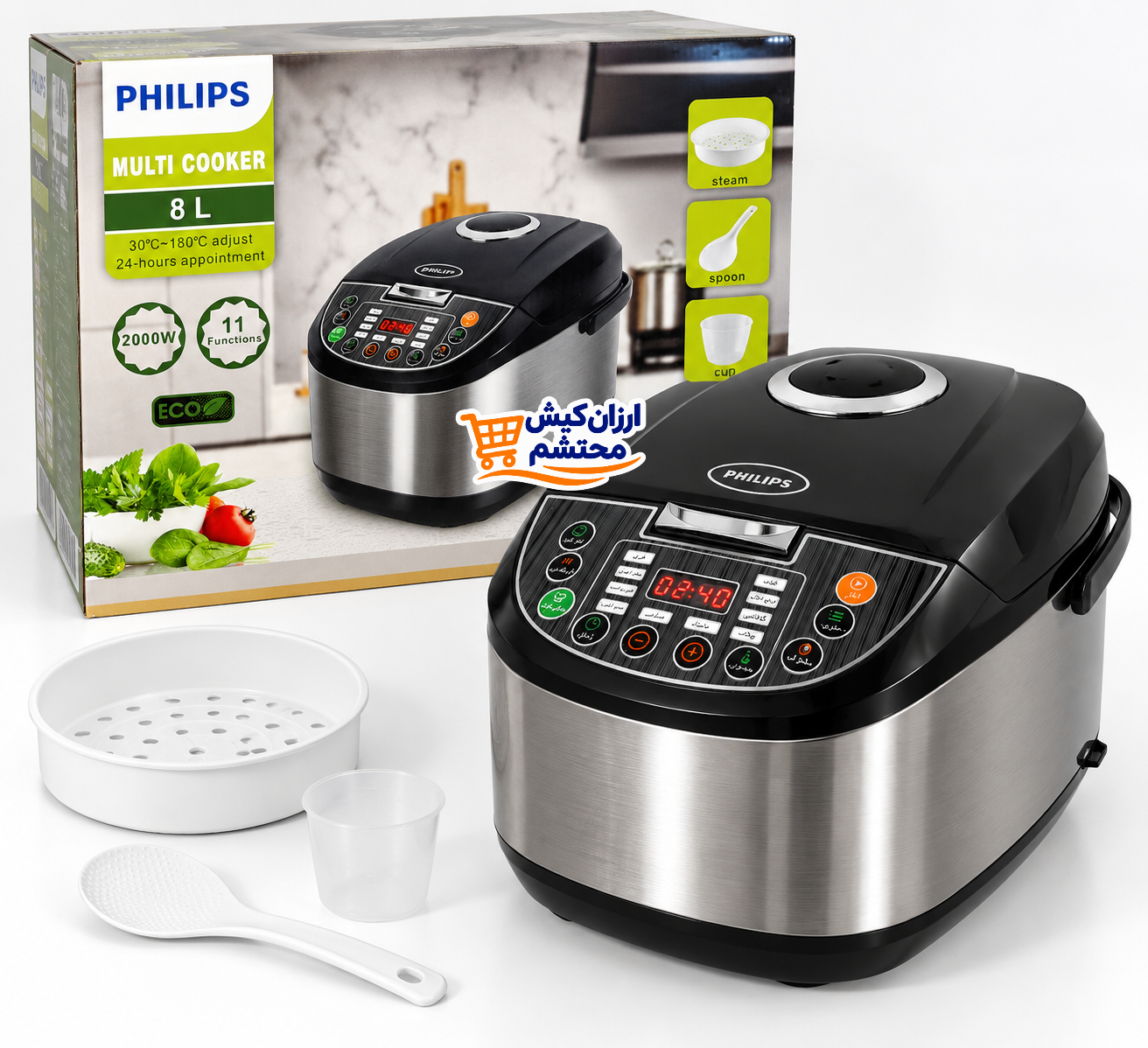 مولتی کوکر فیلیپس ۸ لیتری مدل SH-3314 با توان ۲۰۰۰ وات
